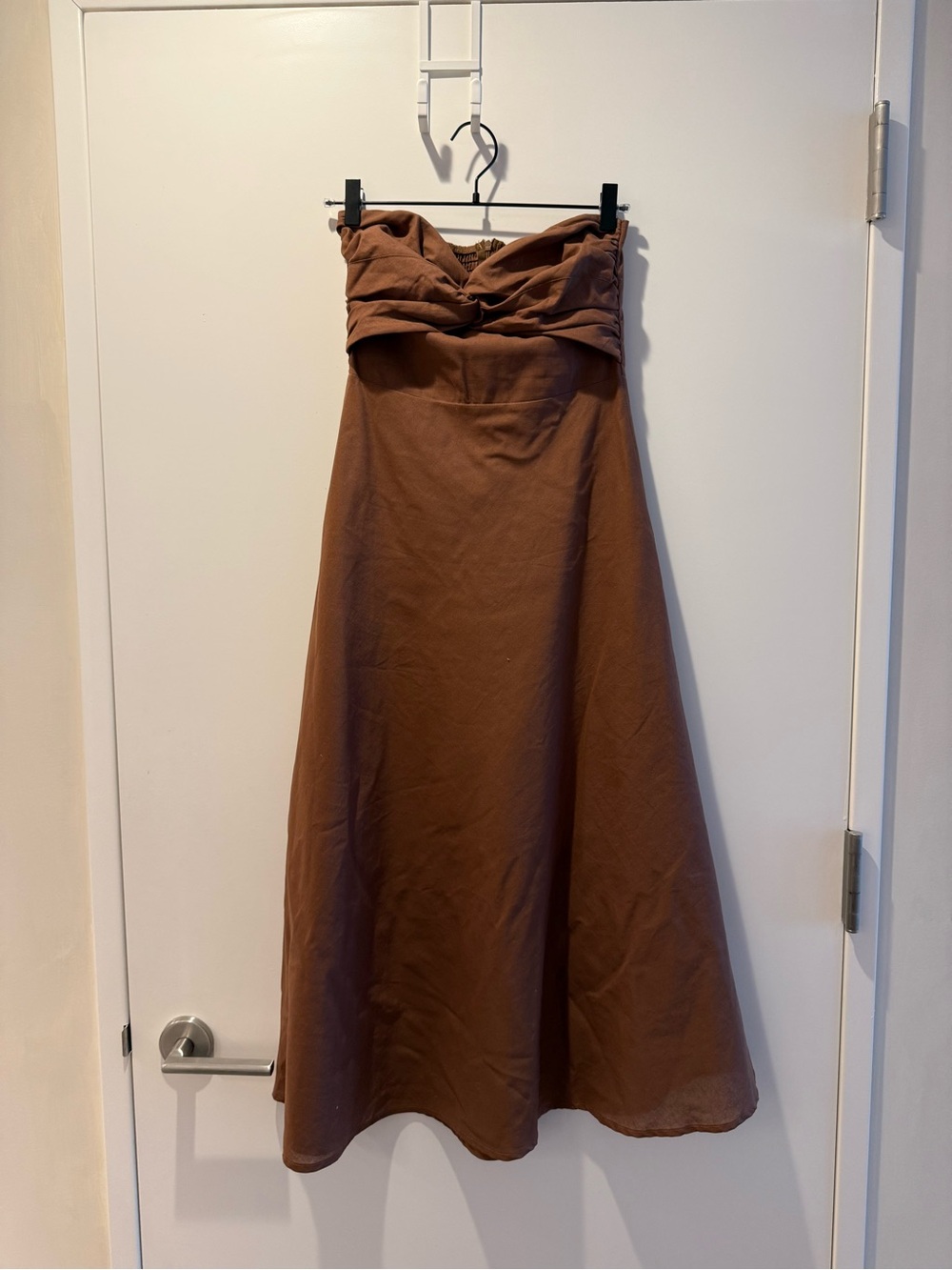 Strapless Brown A-Line Maxi Dress